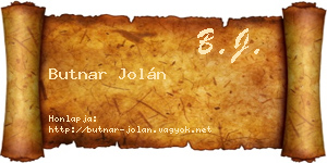 Butnar Jolán névjegykártya